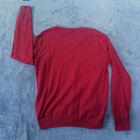 Lacoste Mens V-Neck Red Pullover Long Sleeve Sweater Size Large 5 - Picture 5 of 11